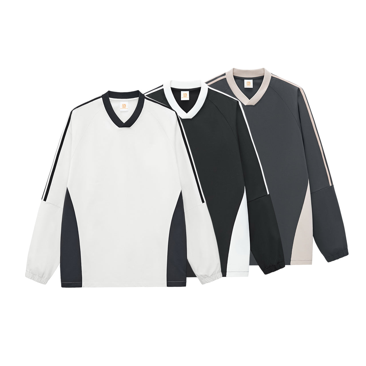 Custom Fashion Long Sleeve T-shirt High Quality Patchwork V-neck Streetwear Distressed Embroidery Casual Long Sleeve T-shirt