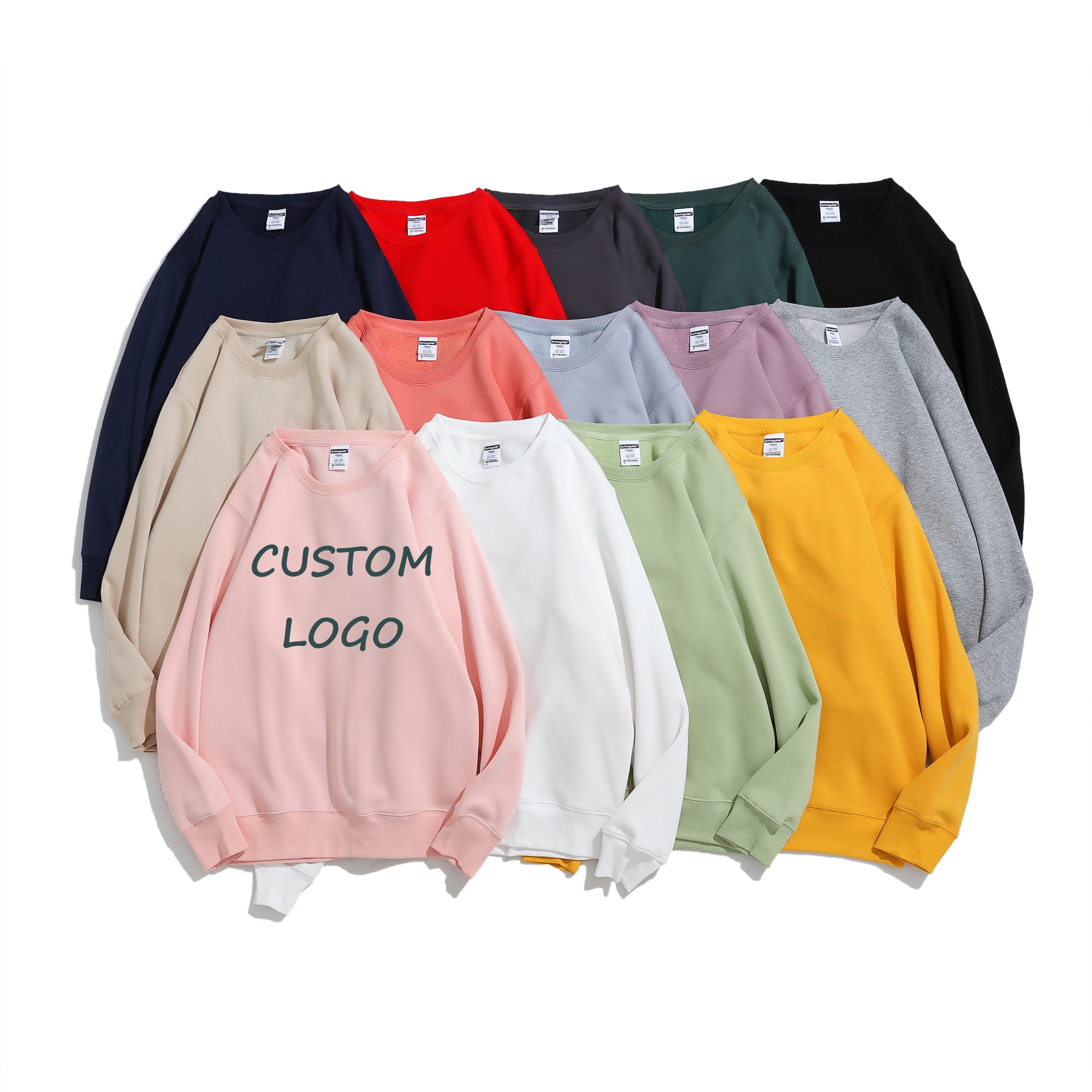 Wholesale Polar Fleece Heavyweight Round Collar High Quality Blank Pure Color Pullover Streetwear Custom Puff Printing Hoodie