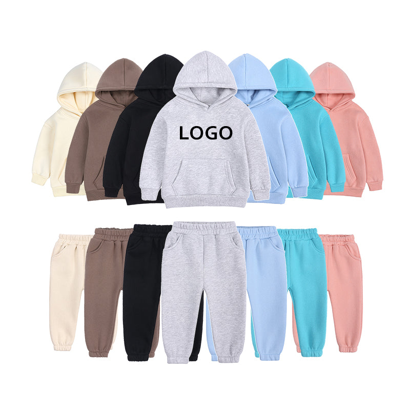 Children's Hoodie Blank High Quality Fleece Sport Heavyweight Sublimation Thick Screen Printed Winter Fashion Sweatpants and Hoodie Set