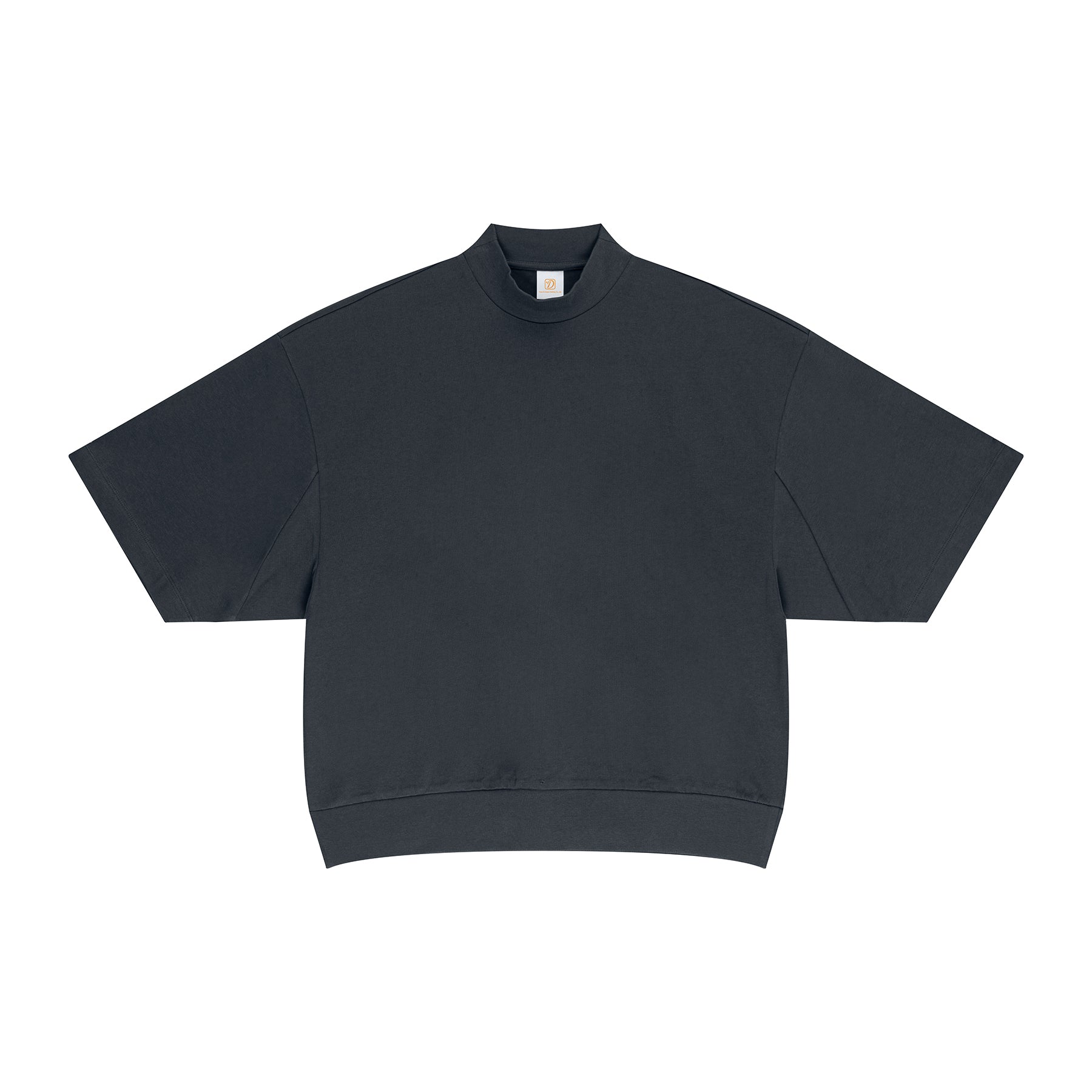 Boxy High Quality T-shirt Streetwear Drop Shoulder Mock Neck Custom Pure Color Heavy Cotton Fashion Design Men's T-shirts