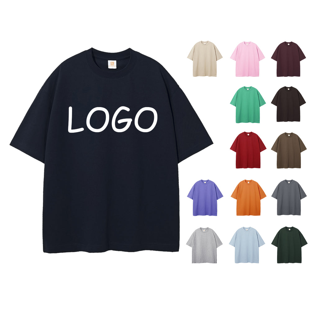 100% Cotton High Quality Short Sleeve T-shirt Casual Pure Color Custom Design Wholesale Streetwear Blank Embroidery logo T-shirt