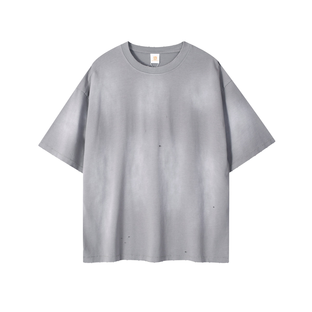 Summer Version Tshirt 100 Cotton Blanc Washing Water Splashed Onto the Horse's Back Cutting the Edge of the Washed T-shirt
