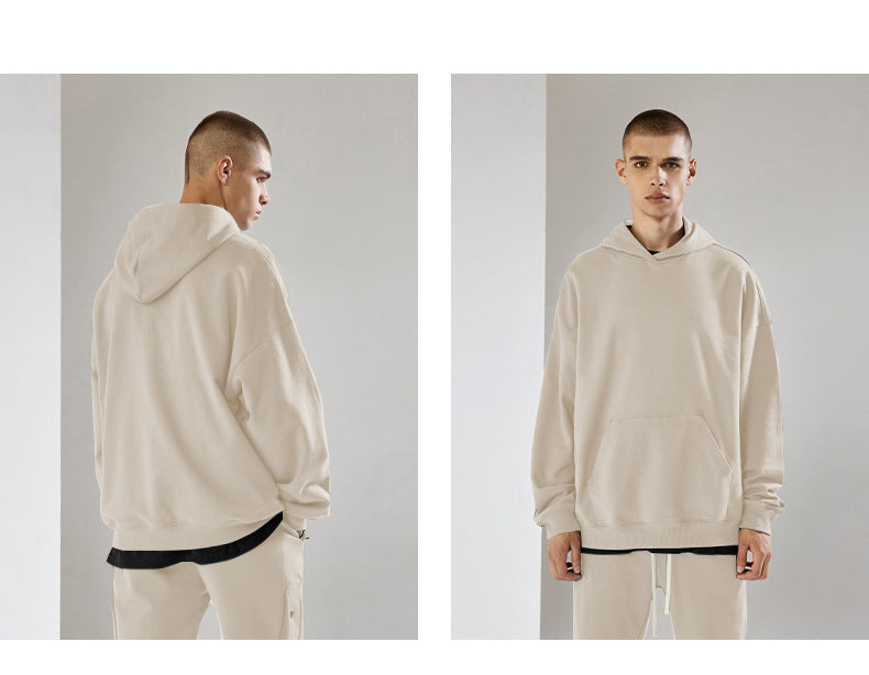 Heavyweight Drop Shoulder Streetwear Knitted Wireless Oversized Drop Shoulder High Quality Custom Embroidered Hoodies