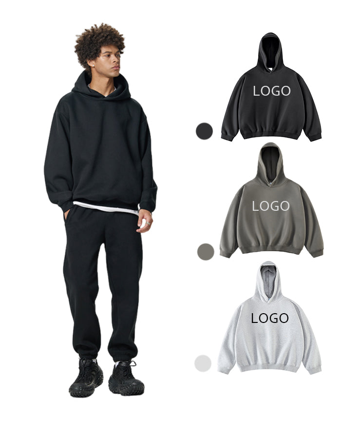 350G Heavyweight Boxy Loose Short Blank Pullover Fleece High Quality Custom Streetwear Fashion Mens Hoodies and Sweatshirts