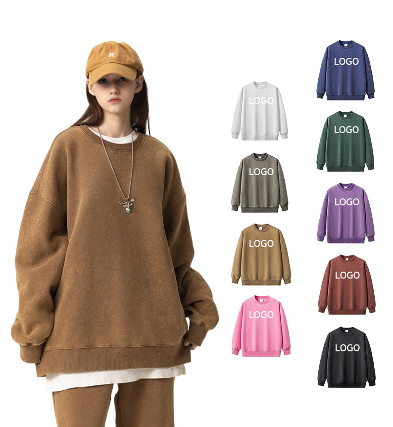 Custom Hoodies logo Blank Fleece Unisex High Quality Washed Drop Shoulder Heavy Weight Polyester Cotton Pullover