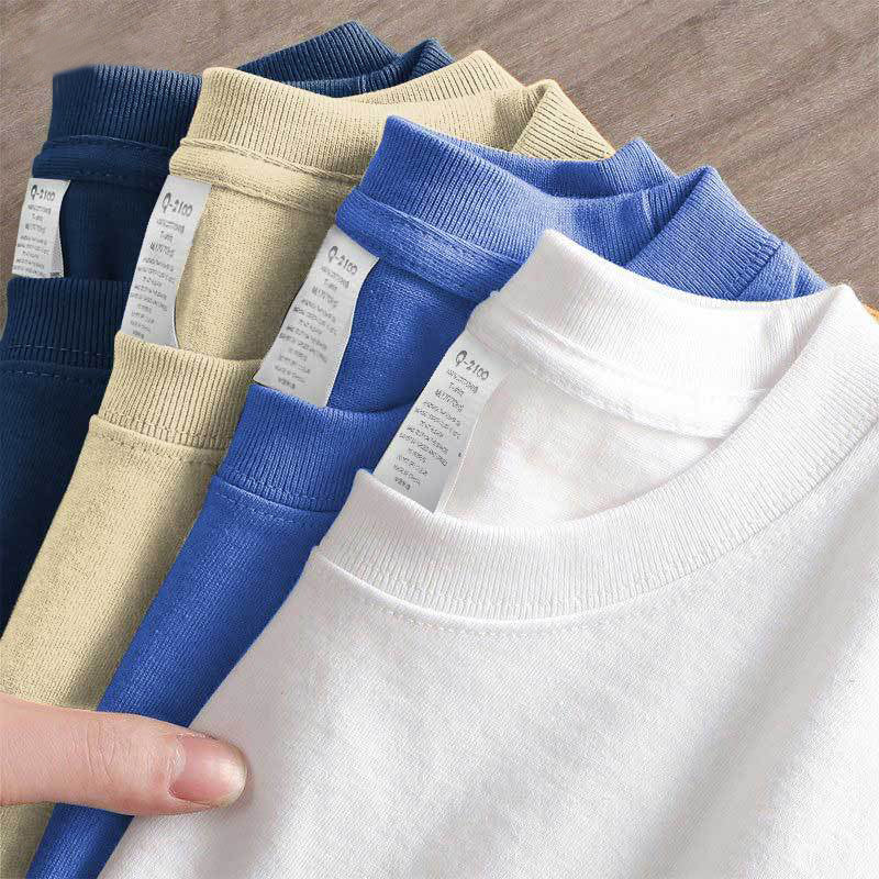 100% Cotton Custom Blank Heavyweight Streetwear Drop Shoulder Round Neck Short Sleeve Loose Fashion Dtf Transfers for T-Shirts