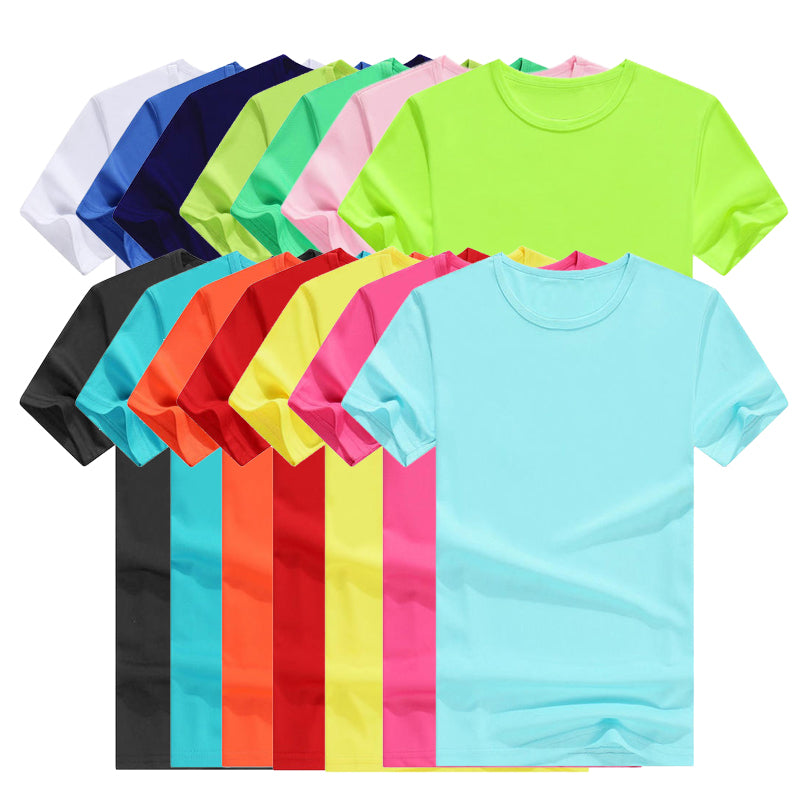 Wholesale Blank 100% Polyester Custom Plus Size Mens Tshirt Pure Color Round Neck Streetwear Cheap Fashion Blank Tshirts