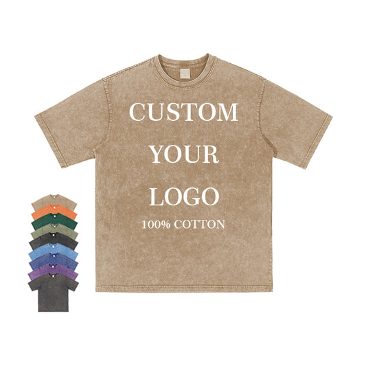 Vintage T-shirt Custom Acid Wash Streetwear t Shirt for Men Distressed Blank Round Neck Short Sleeve t Shirt High Quality