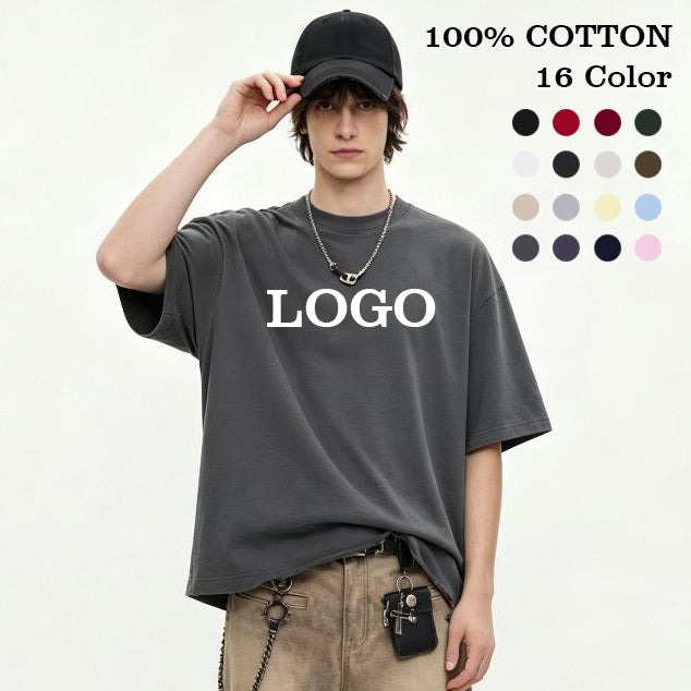Men's T-shirts Streetwear Boxy Fashion Summer New Design High Quality Loose Custom t Shirt 100% Cotton Embroidery logo T-shirts