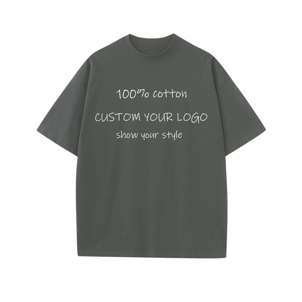 Wholesale Drop Shoulder Heavy Weight 100% Cotton Pure Color Sublimation Round Neck Streetwear Black Oversized Puff Print TShirts