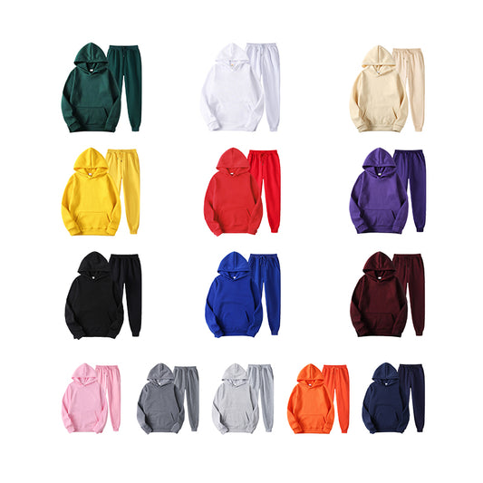 Custom logo Men' Sweatpants and Hoodie Set High Quality Blank Pure Color Polyester Fleece New Design Hoodies Men Streetwear