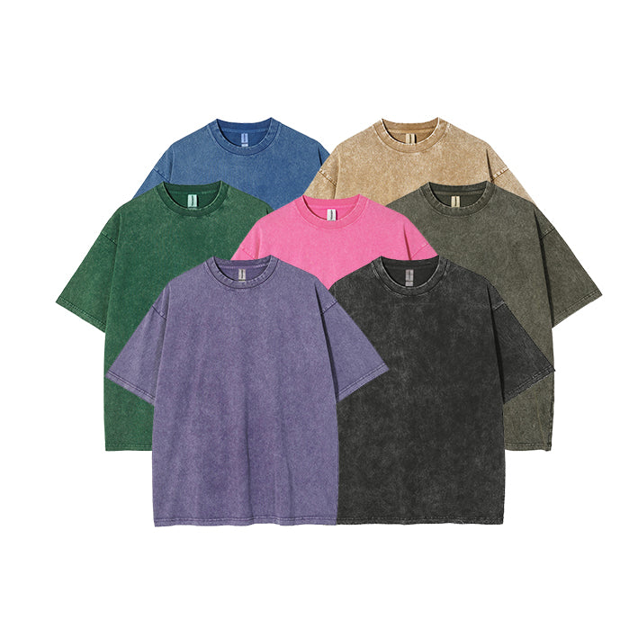 Custom T Shirt logo Vintage Heavy Cotton Washed High Quality Fashion Streetwear Blank Round Neck Drop Shoulder Unisex T-shirts