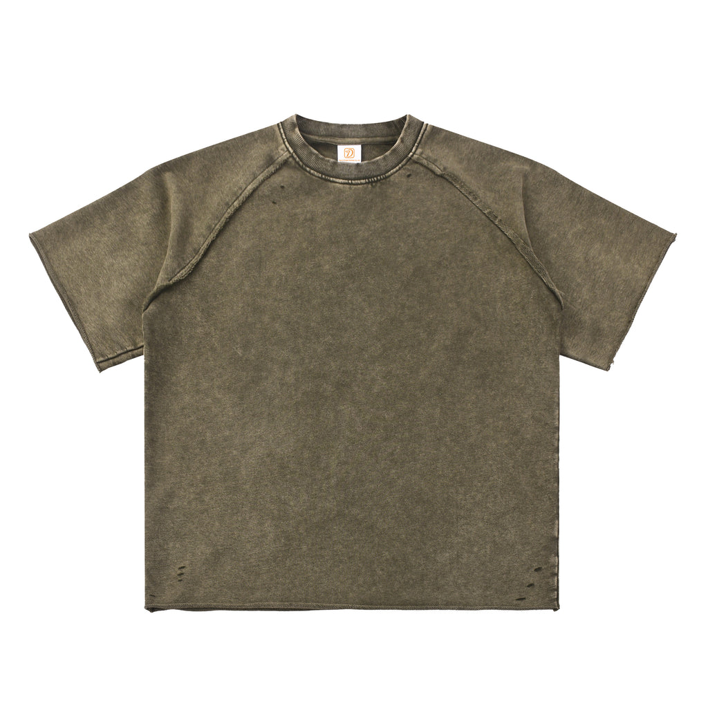 Ralgan Sleeve T-shirt Heavyweight 100% Cotton Broken Design Custom Patchwork High Quality Summer Heat Transfers for T-shirts
