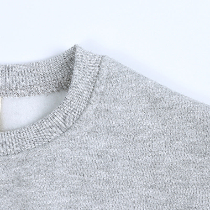 High Quality Baby Pure Color Fleece Round Neck Hoodie Coat Heavyweight Blank Pullover Sublimation Screen Printed Winter Hoodie