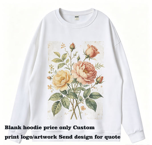OEM Bulk Costum Pure Cotton Pom-pom Wide-sleeved 360g Round-neck Hoodie Pullover Hoodie Heavy Weight High Quality Unisex