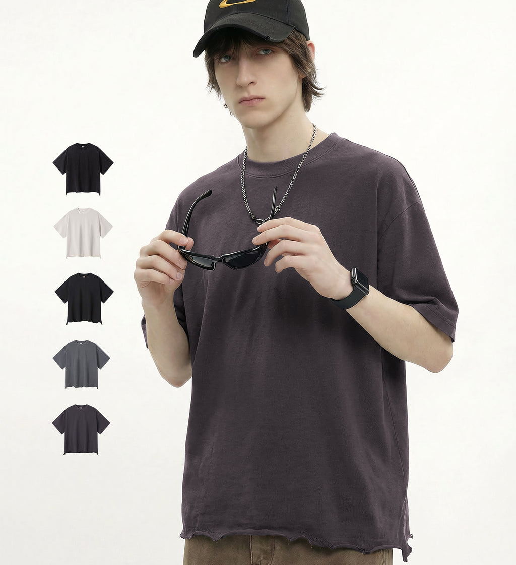 Hip Hop T-shirt Vintage 100% Cotton Casual Custom logo Streetwear High Quality Washed Fashion Heat Transfers for T-shirts