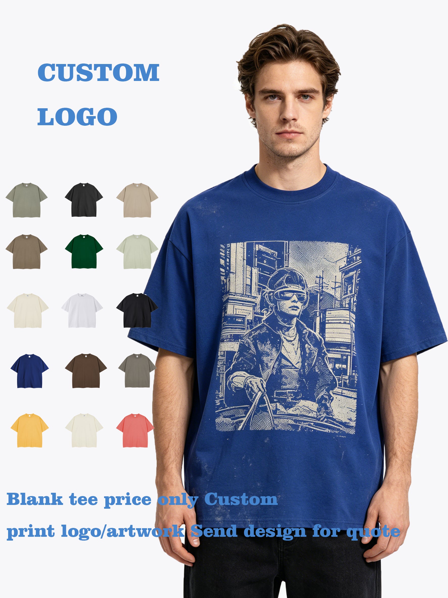 Customized Printed T Shirts Unisex 15 Colors 260 Grams Loose Shoulder Short Sleeved Shirt American Vintage Style Cotton