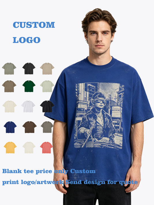Customized Printed T Shirts Unisex 15 Colors 260 Grams Loose Shoulder Short Sleeved Shirt American Vintage Style Cotton