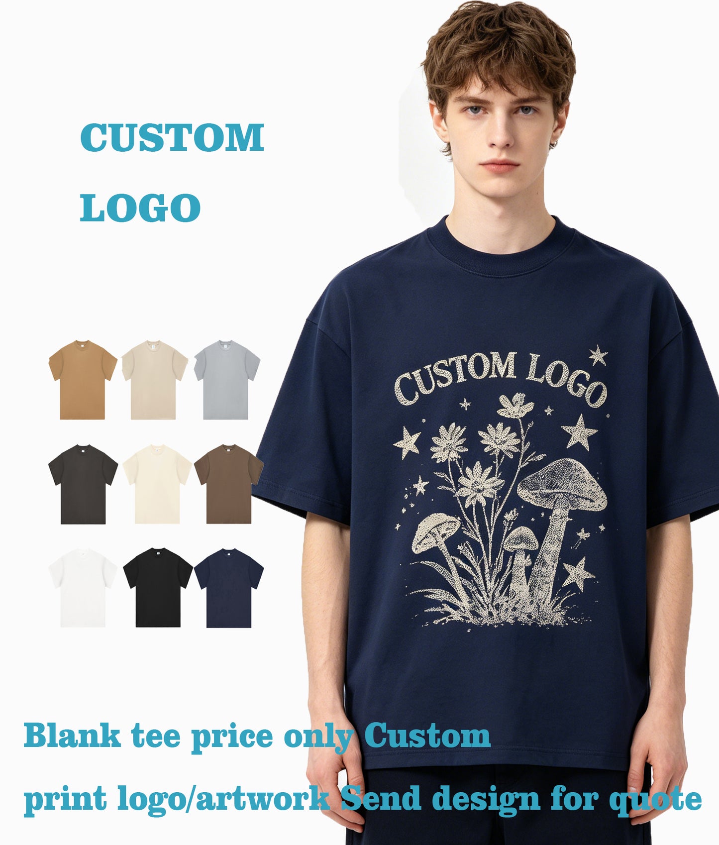 Summer American Style 100% Heavyweight Drop Shoulder Oversized Short Sleeved Loose Tshirt Set Free Samples Available in L Size