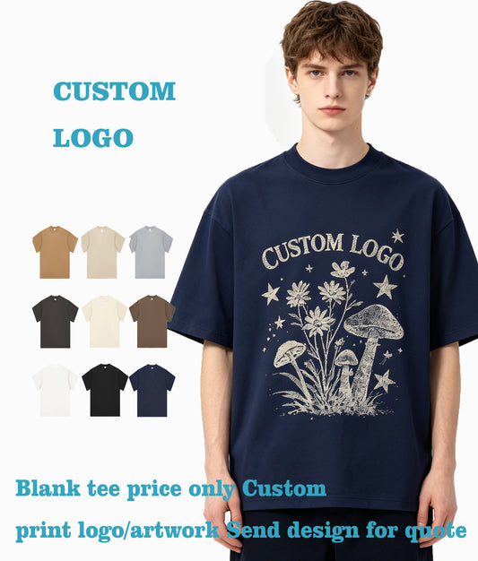 Summer American Style 100% Heavyweight Drop Shoulder Oversized Short Sleeved Loose Tshirt Set Free Samples Available in L Size