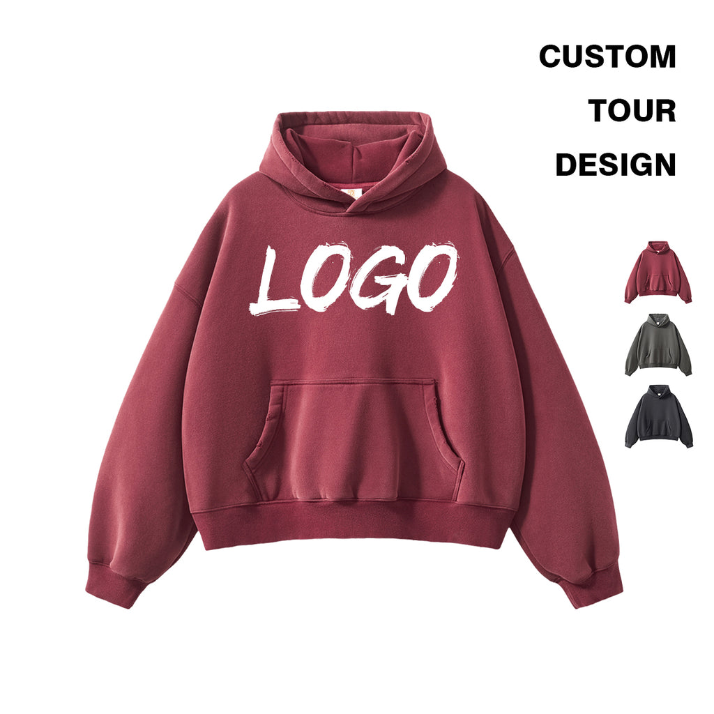 Custom Men's Hoodies 2026 New Fashion Style Heavyweight Boxy Fleece High Quality Acid Wash Plain Streetwear Blank Hoodies