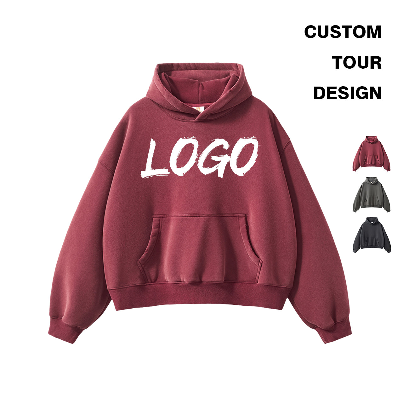Custom Men's Hoodies 2026 New Fashion Style Heavyweight Boxy Fleece High Quality Acid Wash Plain Streetwear Blank Hoodies