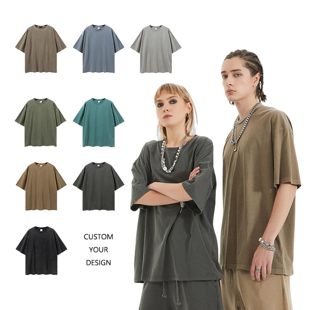 Oversized Vintage 100% Cotton Blank High Quality Custom Round Neck Pure Color Streetwear Personalized Heat Transfers for T-shirts