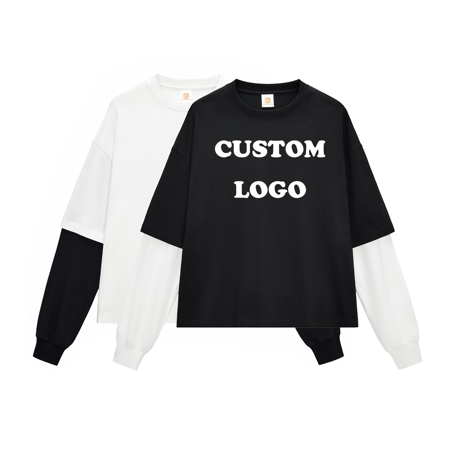 Boxy 100% Cotton Long Sleeve T-shirt Custom Round Neck Patchwork Blank High Quality Design Dtf Transfers for Long Sleeve Tshirts
