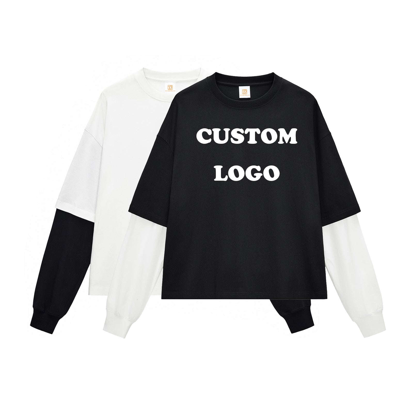 Boxy 100% Cotton Long Sleeve T-shirt Custom Round Neck Patchwork Blank High Quality Design Dtf Transfers for Long Sleeve Tshirts