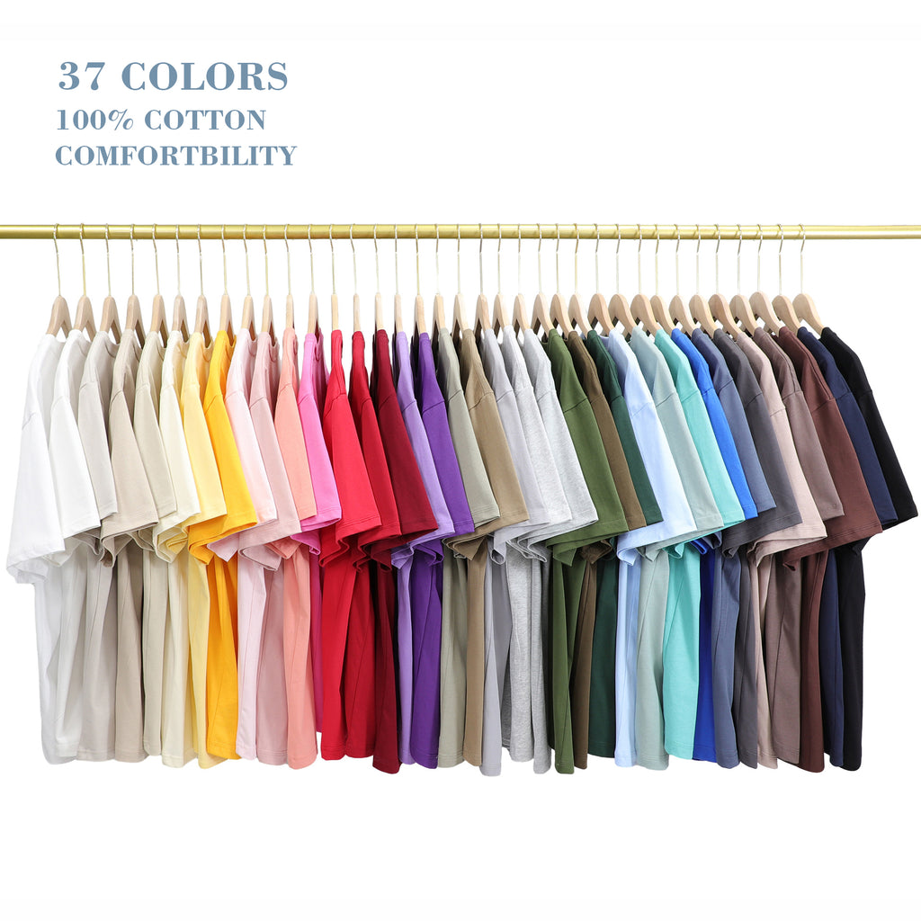 270 Grams Heavyweight Streetwear Loose Multicolored Drop Shoulder 100% Cotton Custom Screen Print High Quality Pure Color TShirt