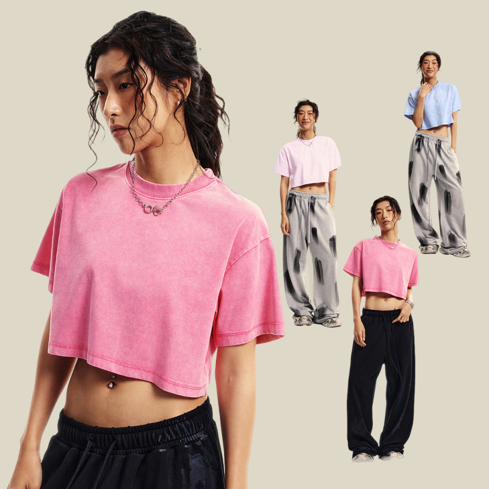 Crop Top Washe High Quality Manufacturers Streetwear Customized Blank Short Sleeve Design Screen Print Heavyweight T Shirt