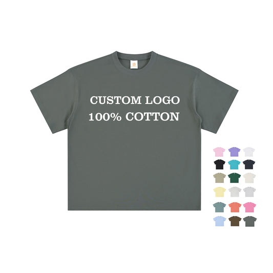 Custom T-shirt Round Neck Drop Shoulder Hip Hop High Quality Loose Sublimation 100% Cotton Fashion Heat Transfers for T-shirts