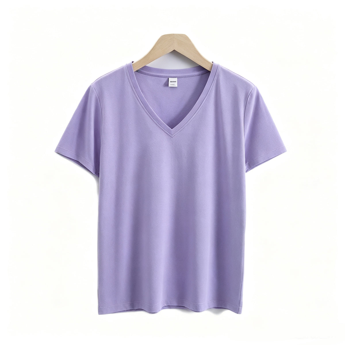 Oem Wholesale 13 Color 80 Count Double Sided Textured Cotton Short Sleeved Women's Summer Loose V-Neck Pure Color t Shirt