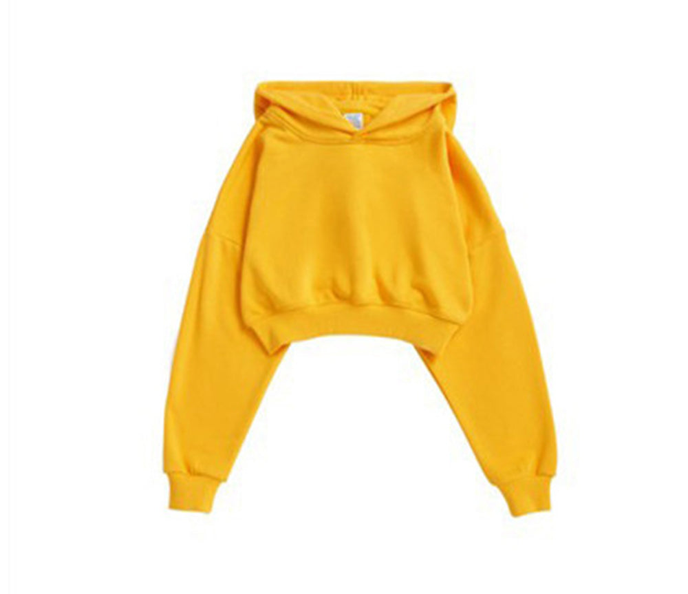 6 Color Fluffy Circle Light Motion Solid Color Versatile off the Shoulder Sexy Hooded Pullover Women's Shirt Winter Style