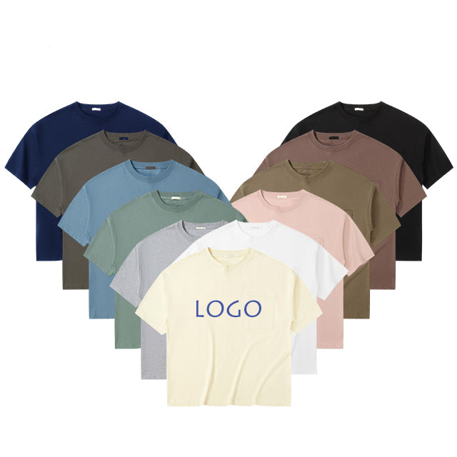 Oversized Oversized Loose Pocket Half Sleeve Heavyweight Blanks Round Neck Custom Puff Print Multicolored Fashion T-shirts