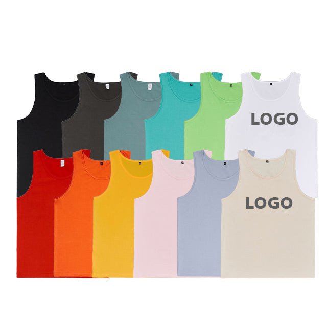 100% Cotton Pure Color Sleeveless Screen Print  Streetwear Fashion Blanks High Quality Heat Transfers for T-shirts