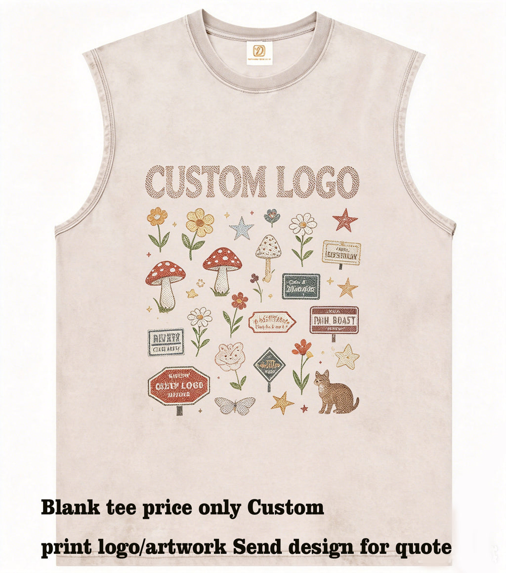 Washed and Distressed Sleeveless Vest Customized t Shirts Plain sleeveless for Printing You Can Customize Your Favorite Pattern
