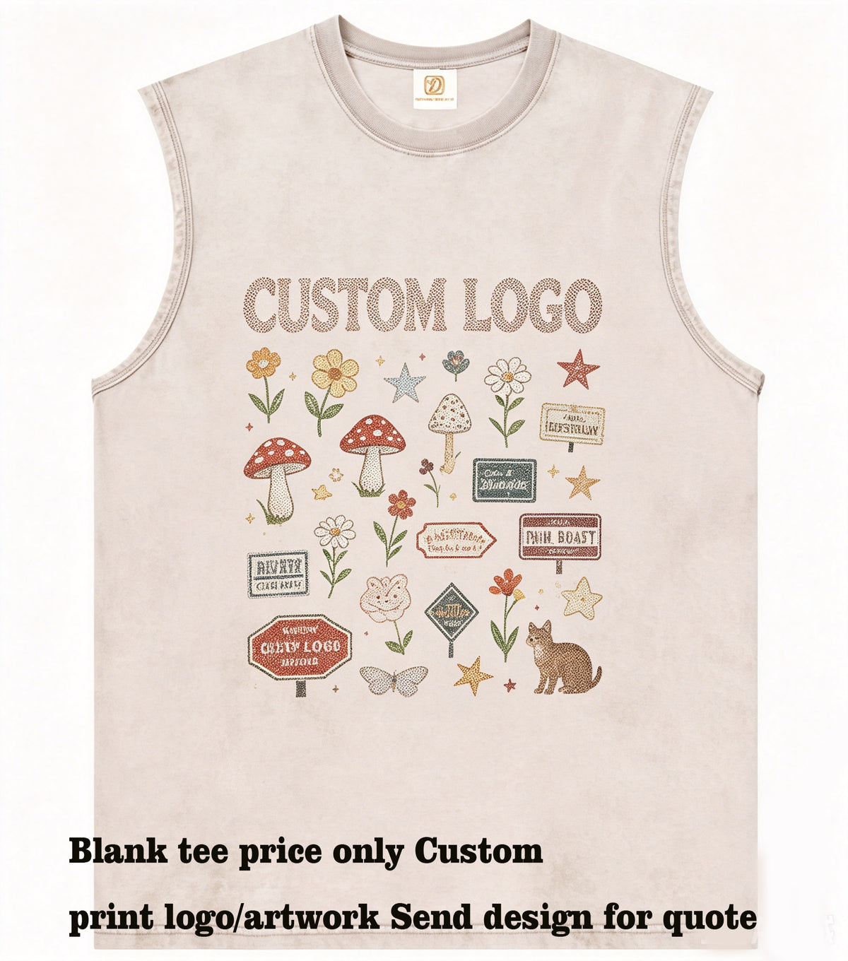 Washed and Distressed Sleeveless Vest Customized t Shirts Plain sleeveless for Printing You Can Customize Your Favorite Pattern