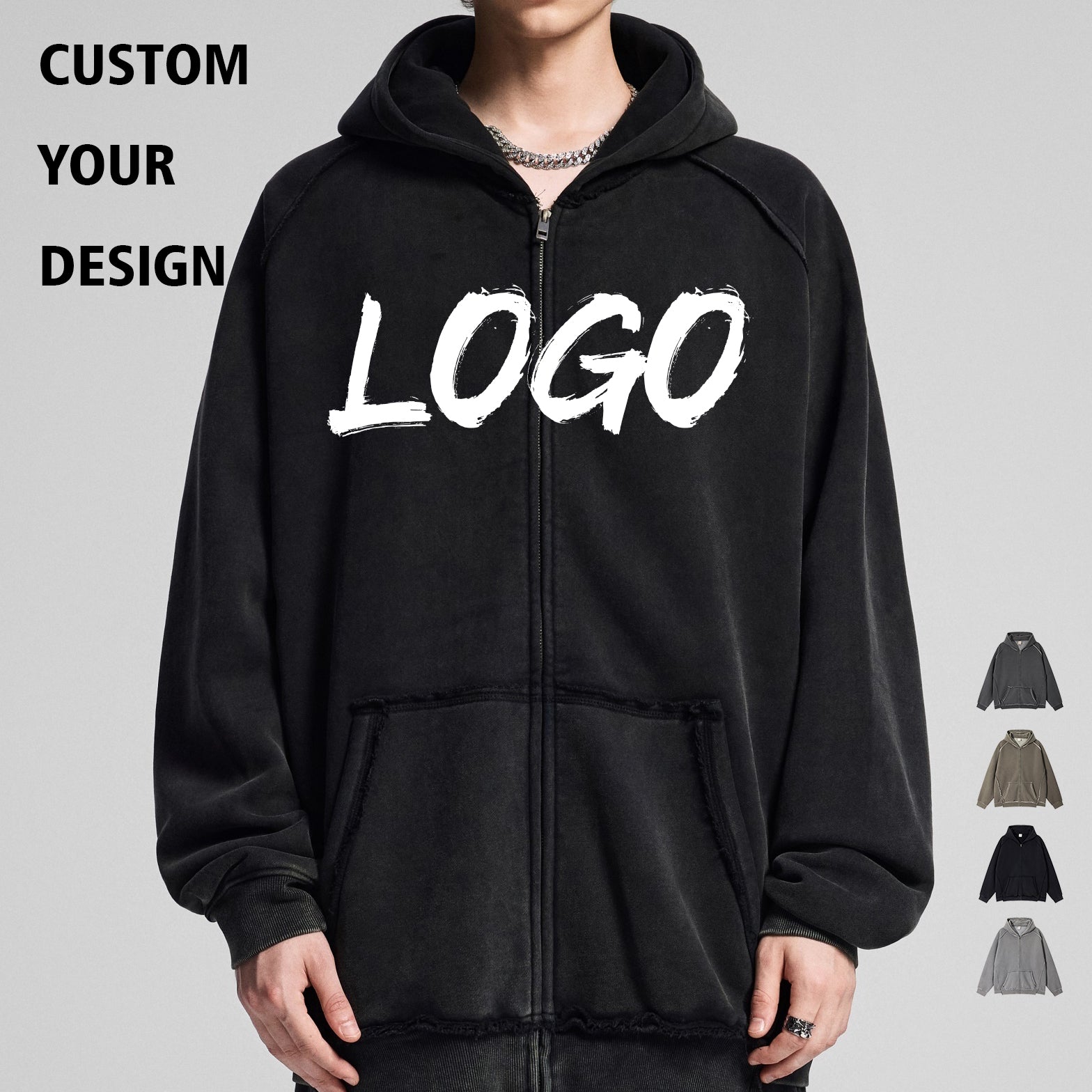 Wholesale Price Hoodies Streetwear Custom Acid Wash Fleece Blank Screen Printed Heavyweight Fashion Drop Shoulder Men's Hoodie