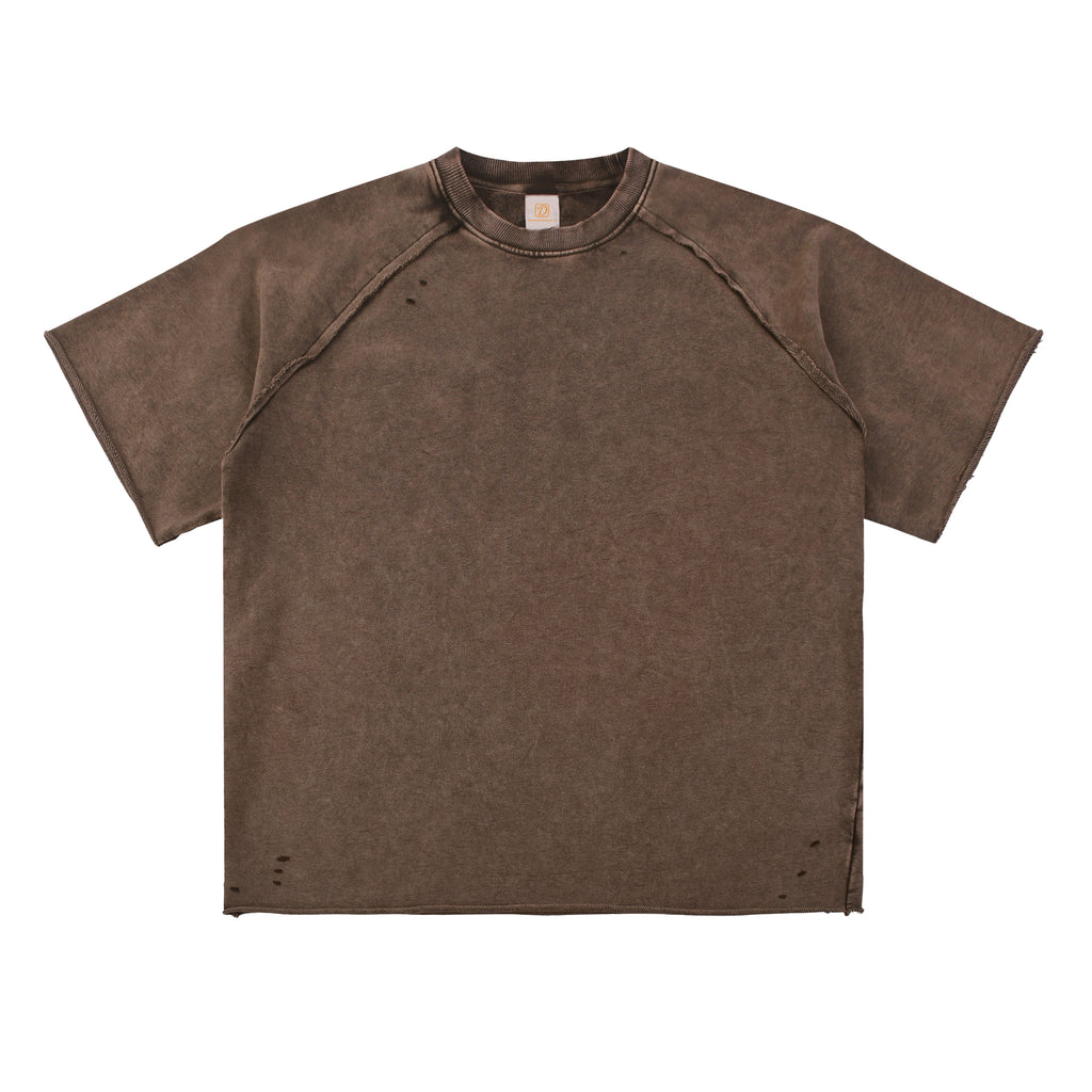 Hot Sell Custom T-shirt Men's Summer New Design High Quality Vintage Ralgan Short Sleeve Heavyweight Broken Patchwork T-shirts