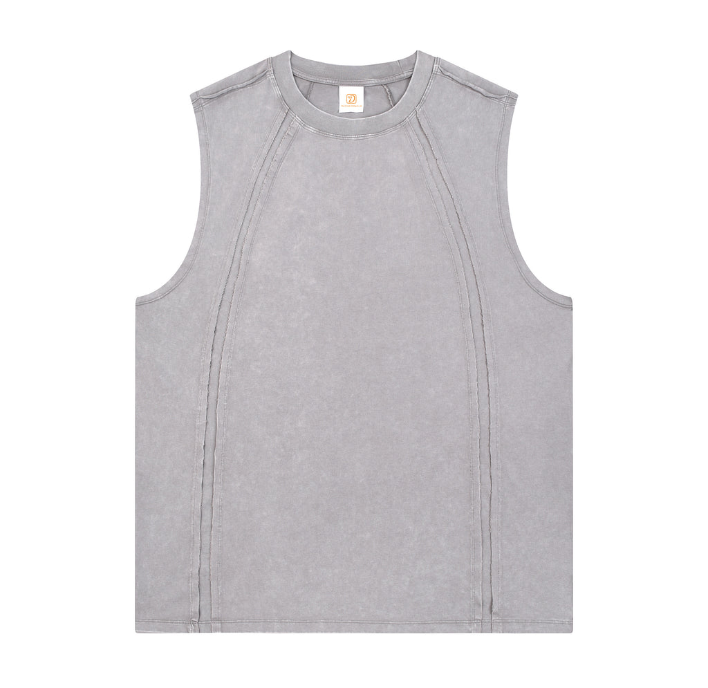 Customized t Shirts Streetwear New Style High Quality Washed O-neck Blank 100% Cotton Heavyweight Sleeveless Plain T-shirt