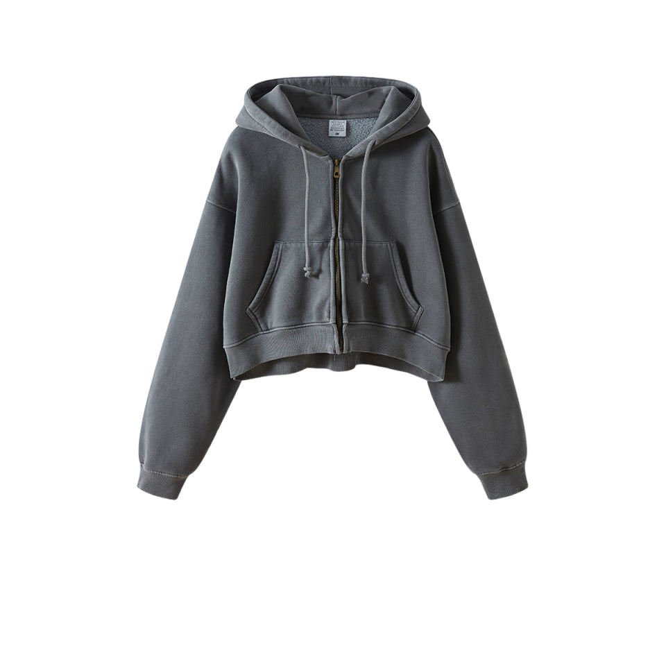 Vintage Custom logo Hoodies Blank Zip up Fleece High Quality Polyester/Cotton Streetwear Washed Plain Streetwear Hoodies