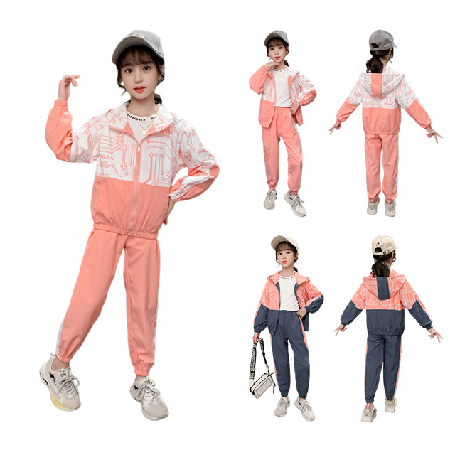 Custom Blanks Streetwear High Quality Distressed Embroidery 100% Polyester Screen Printed Children's Casual Sportwear Set