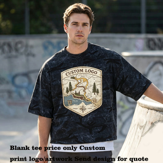 Custom logo Tshirt 100 Cotton Blanc You Can Customize Your Favorite Pattern Camouflage Cotton Round Neck Men's  Short Sleeved