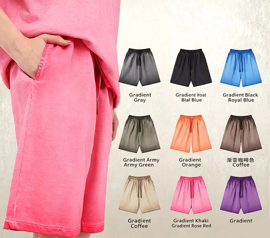 You Can Customize Favorite Pattern Worn Out Shorts Water Washed All Cotton Two Color Gradient Loose Shorts Men High Quality
