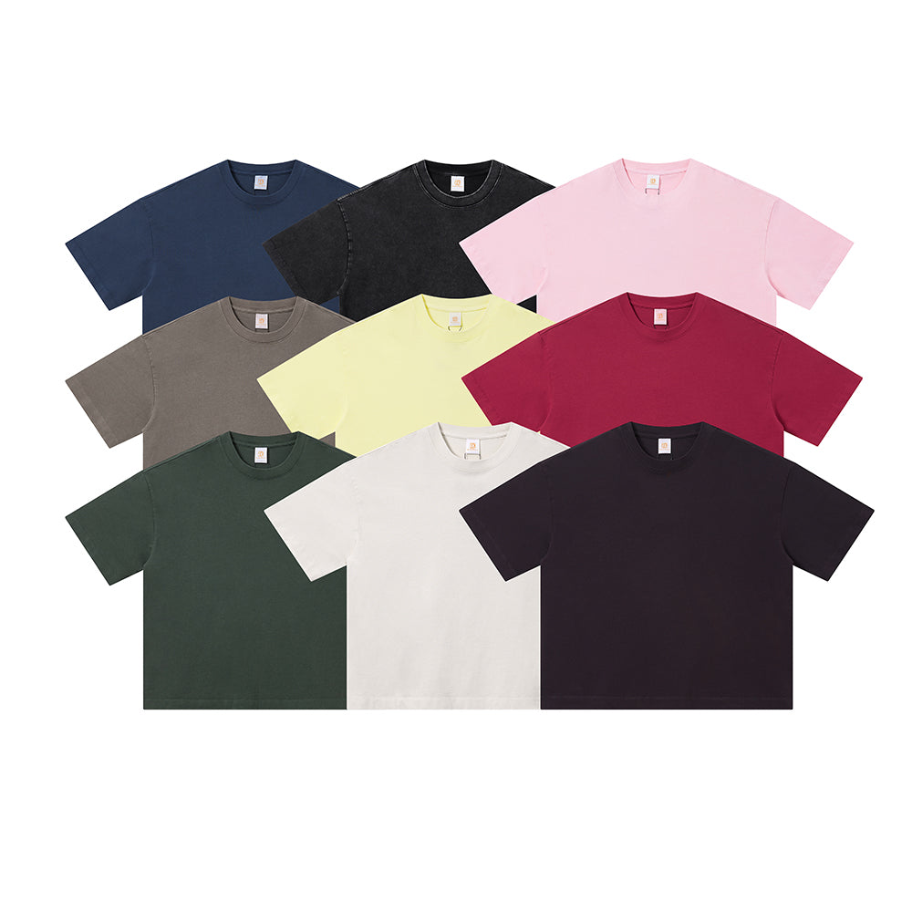 Streetwear 100% Cotton Tshirt Custom Round Neck Distressed Embroidery Acid Wash Unisex High Quality Boxy Wholesale T-shirts