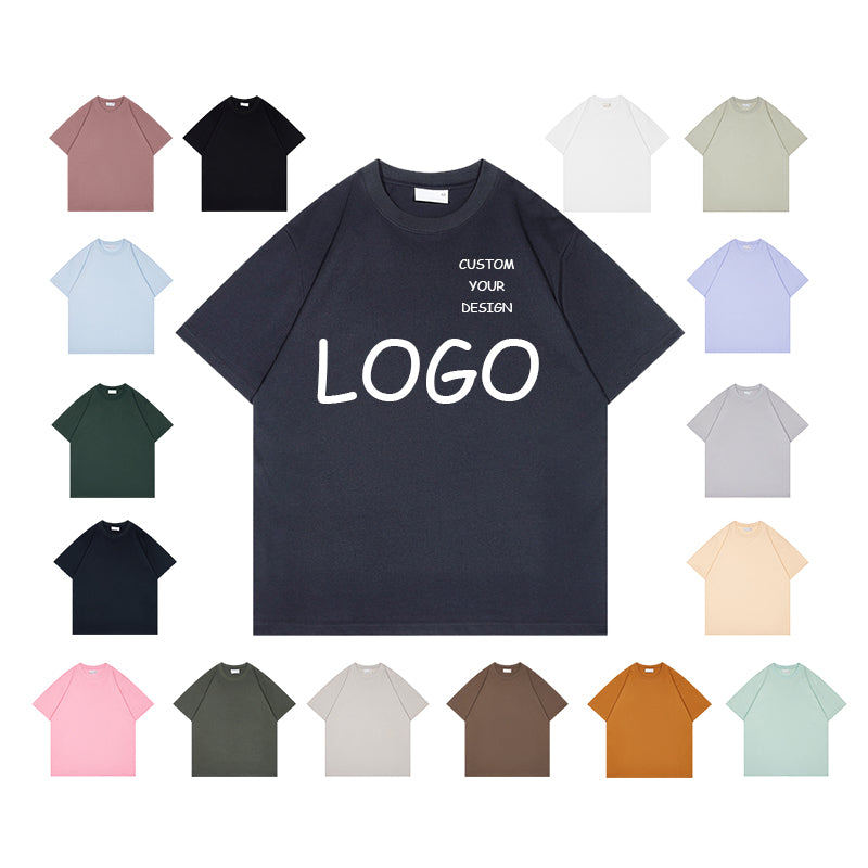 Custom 240G Tshirt 100% Cotton Plus Size Pure Color Oversized Streetwear High Quality Crewneck Fashion Blank t Shirt for Men