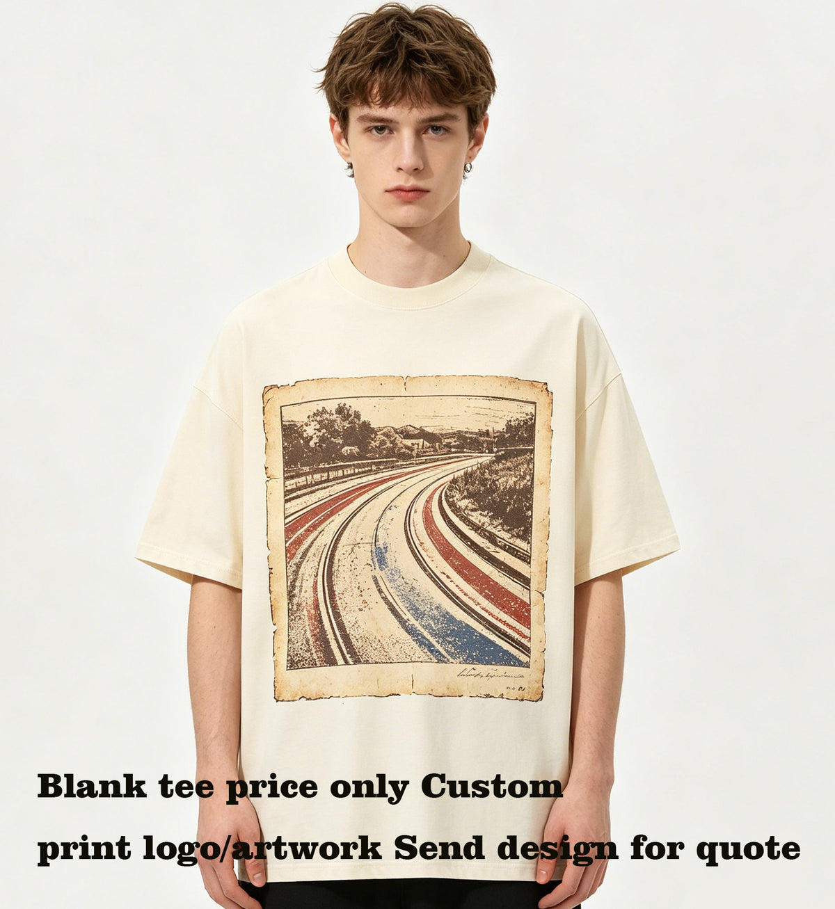 Customized Blanks t Shirts Loose Dropped Shoulder Oversized Short Sleeved Shirt the Neckline Is 3 cm Wider Than the Usual One