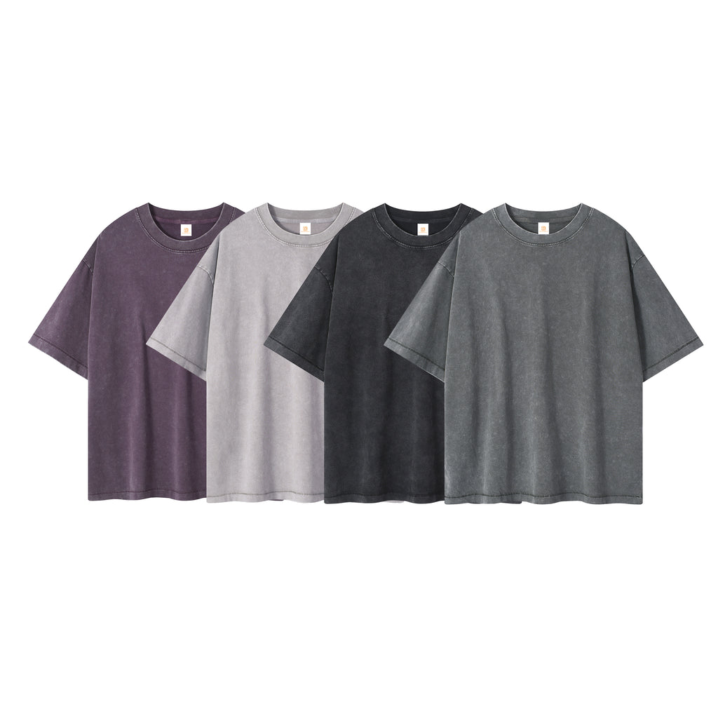 Mens Clothing Custom Wholesale Heavy Cotton New Style Summer Short Sleeve Wax Printing High Quality Washed Streetwear T-shirt