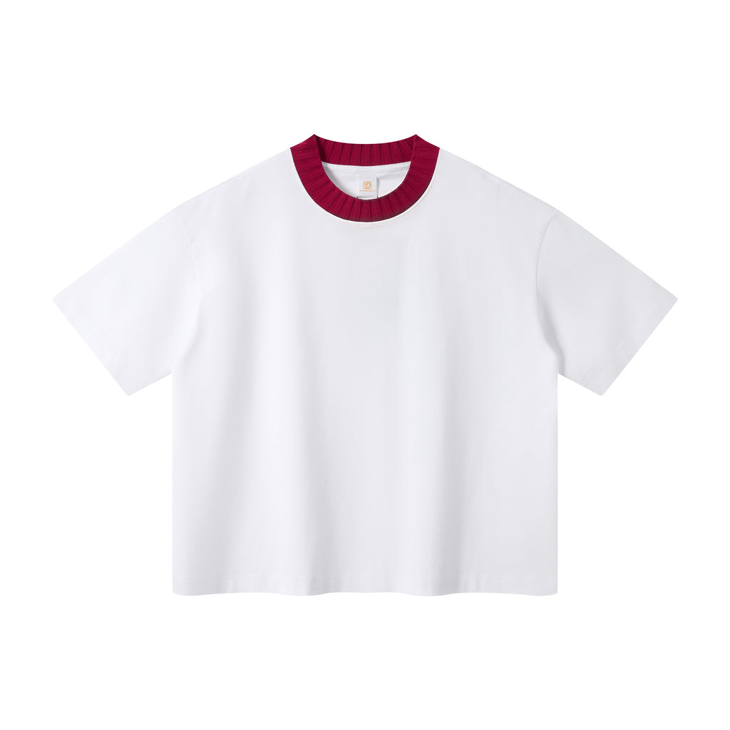 Streetwear Round Neck t Shirt Custom High Quality Patchwork Boxy Fashion 100% Cotton Design Wholesale Short Sleeve T-shirt